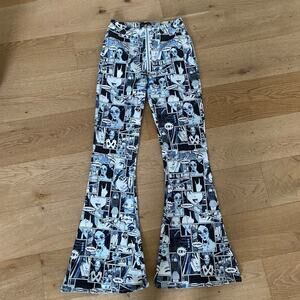 Dolls Kill Current Mood - Her Misfit Memoirs Flared Pants in Comic Book Print